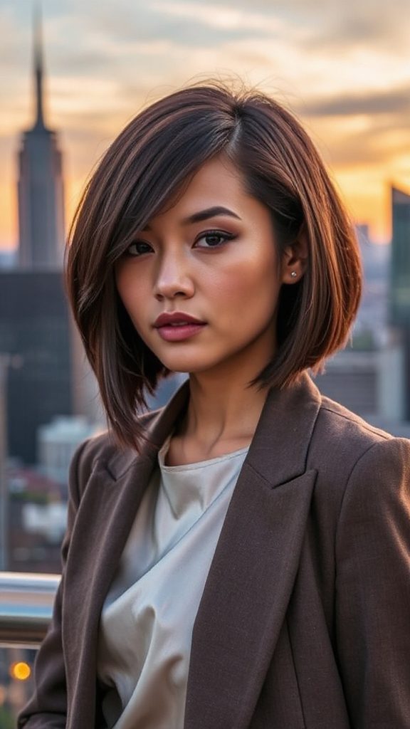 asymmetrical blunt cut bob