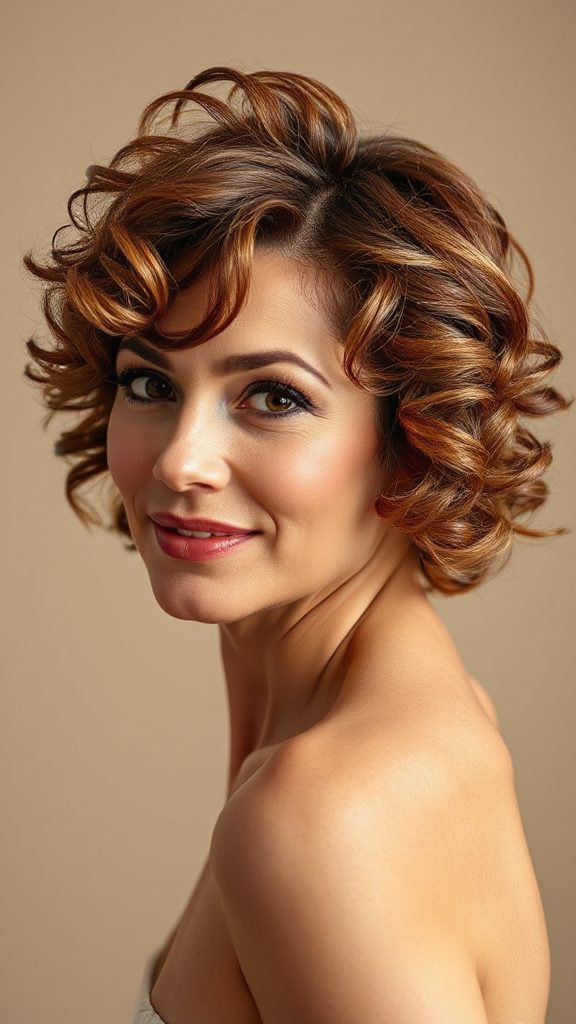 asymmetrical curly pixie style