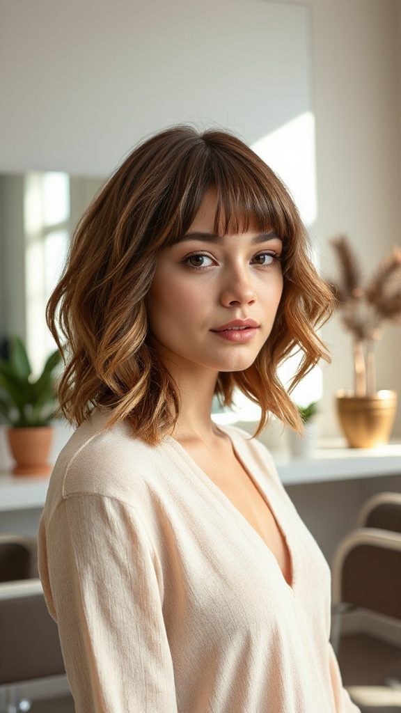 bold asymmetrical curtain bangs