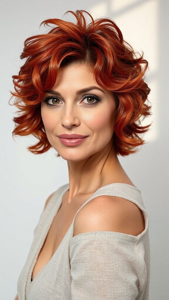 bold colored curly pixie