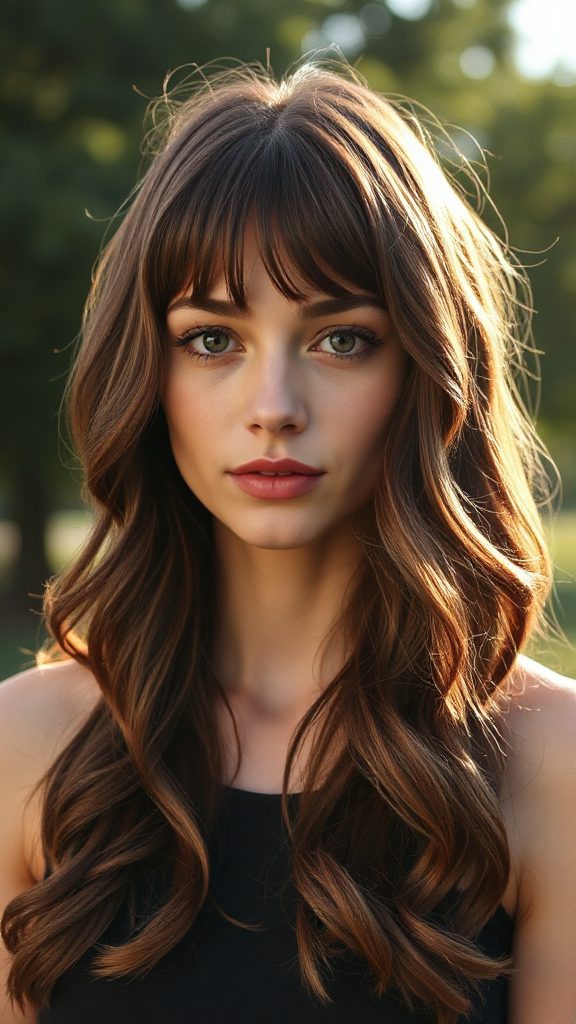 bold curtain bangs silhouette