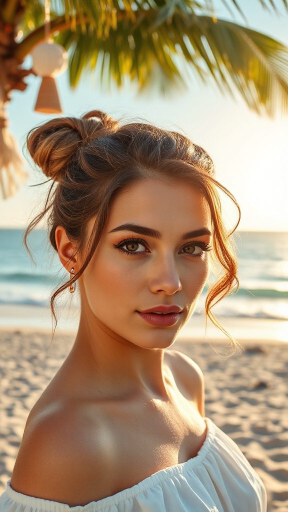 effortless messy bun waves