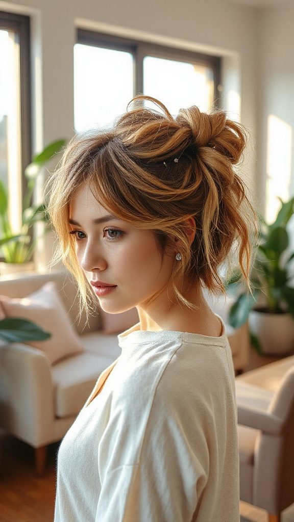 effortless messy layered updo