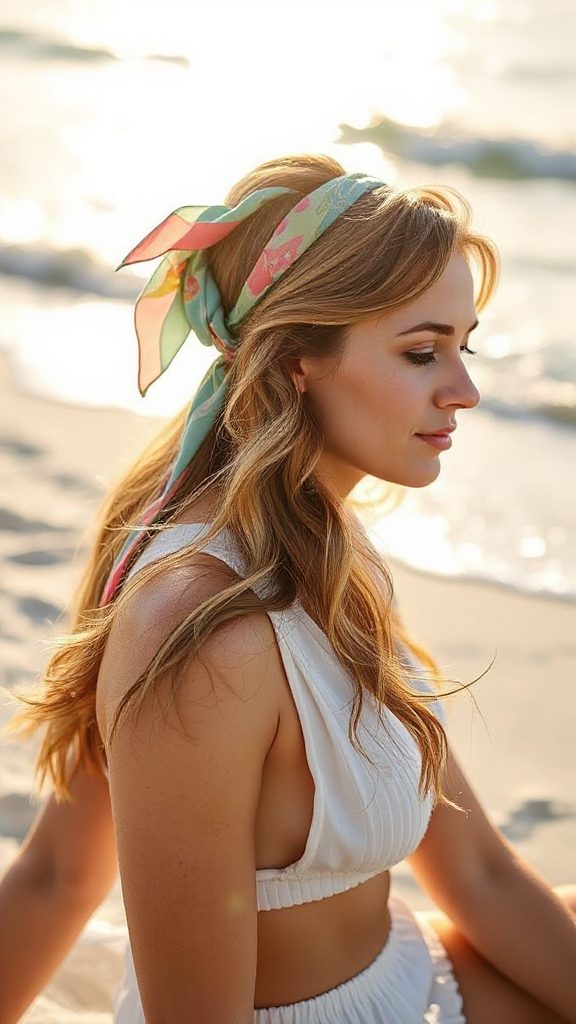elegant beachy scarf hairstyle