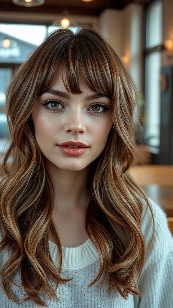 elegant long curtain bangs