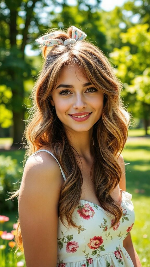 half up wavy romantic hairstyle