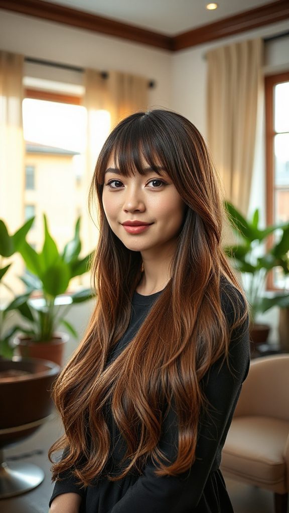 long layers with bangs