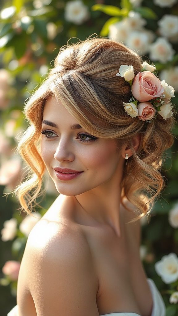 romantic layered updo elegance
