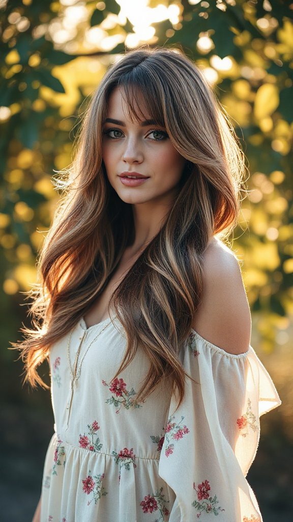 romantic long shag hairstyle