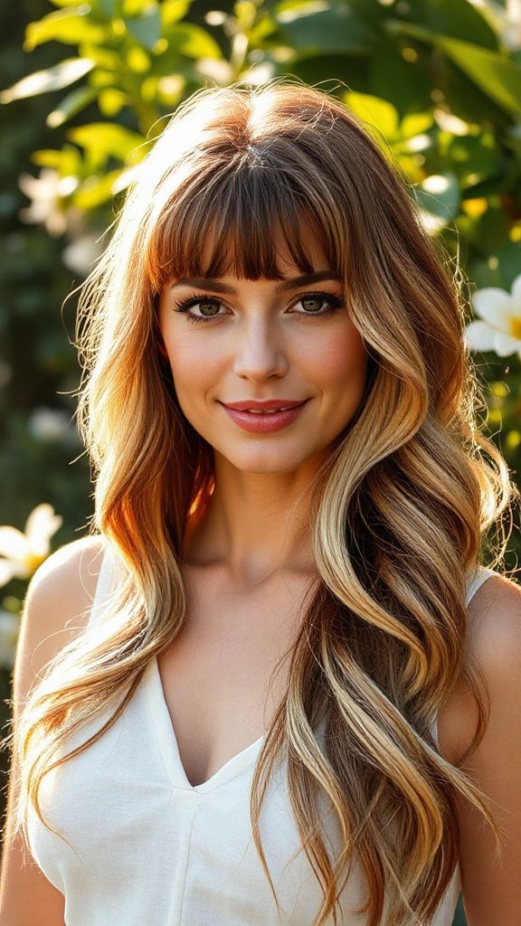 textured bangs with waves