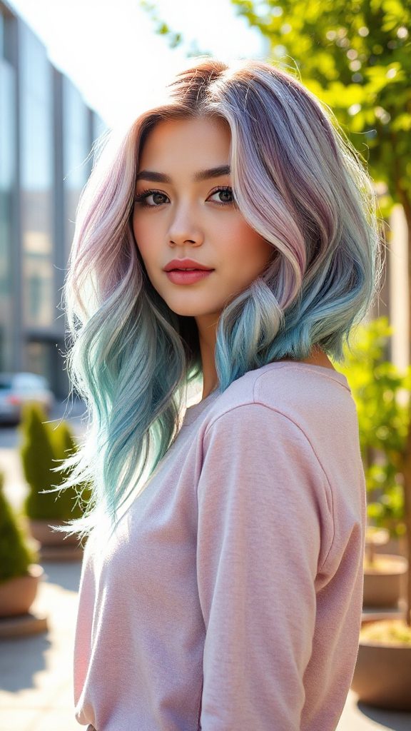 vibrant multi tonal bob haircut