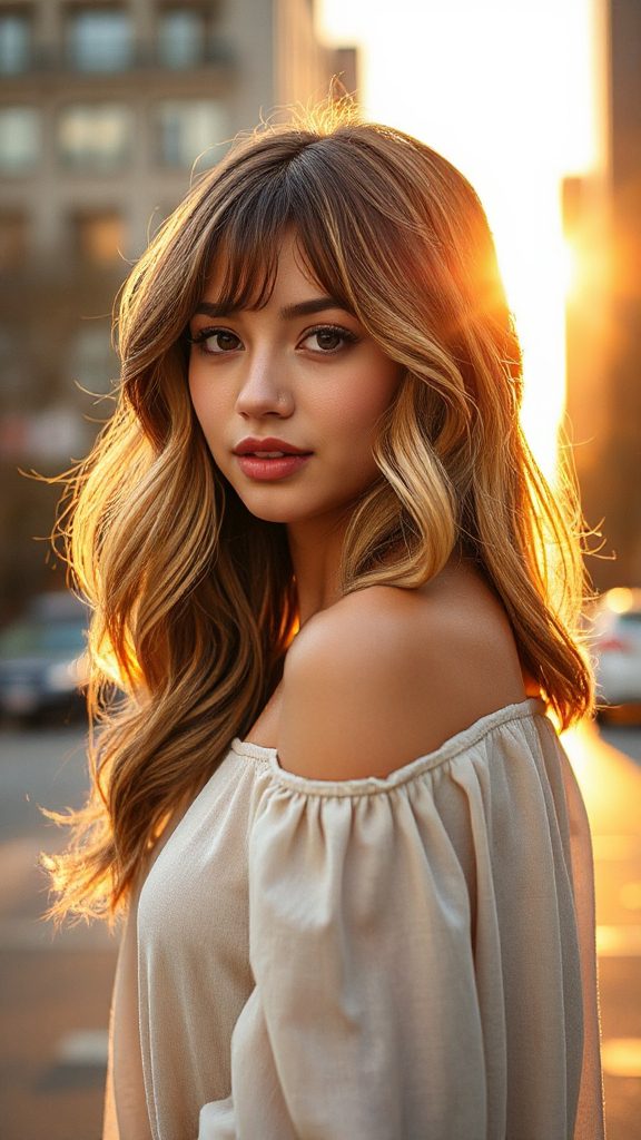 wavy bob hairstyle with bangs