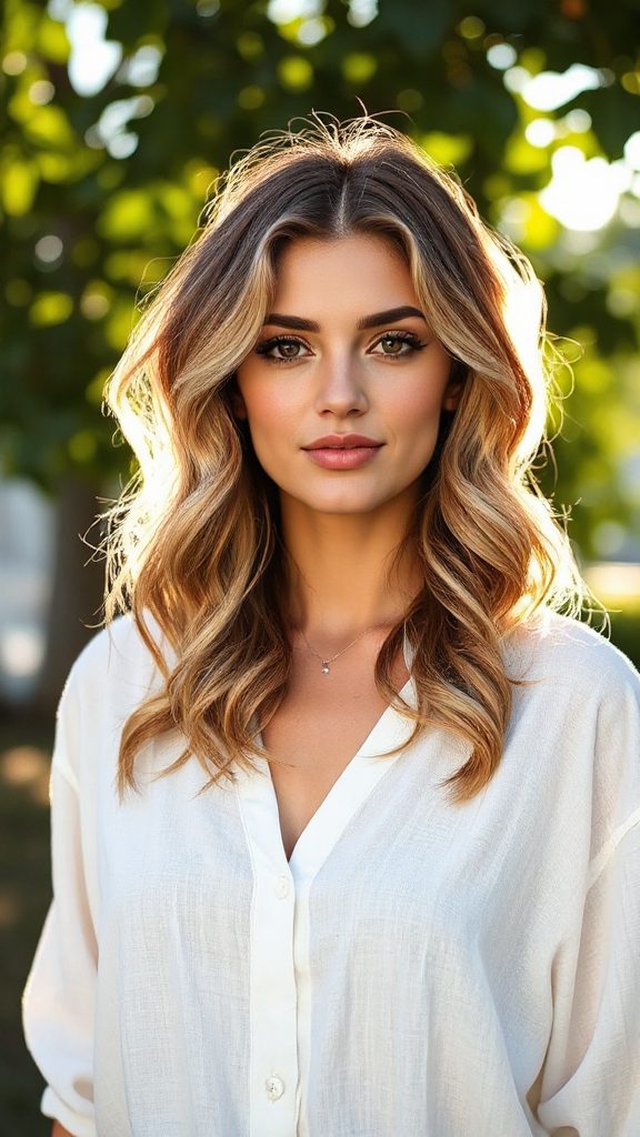 wavy bob with highlights